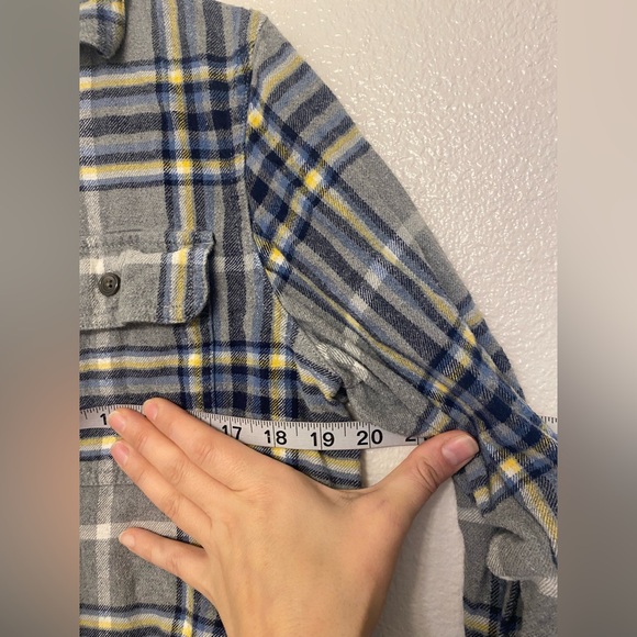 Old Navy gray blue plaid Button down Shirt long sleeve regular fit flannel men S - Picture 7 of 7